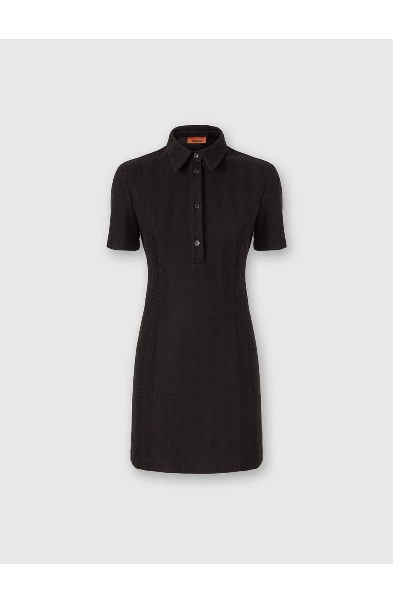 Missoni Polo Mini Dress With Zigzag Pattern, Main, color, Black