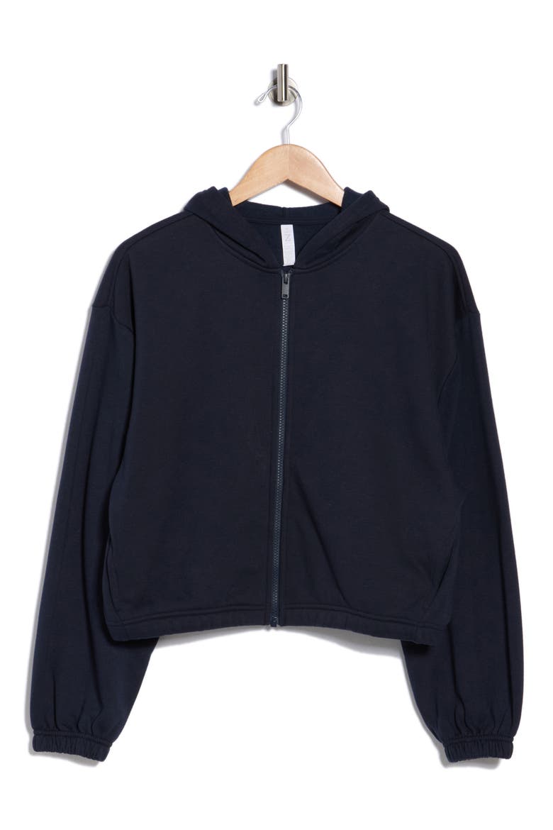 Feather Fleece Zip Hoodie, Alternate, color, NAVY SAPPHIRE