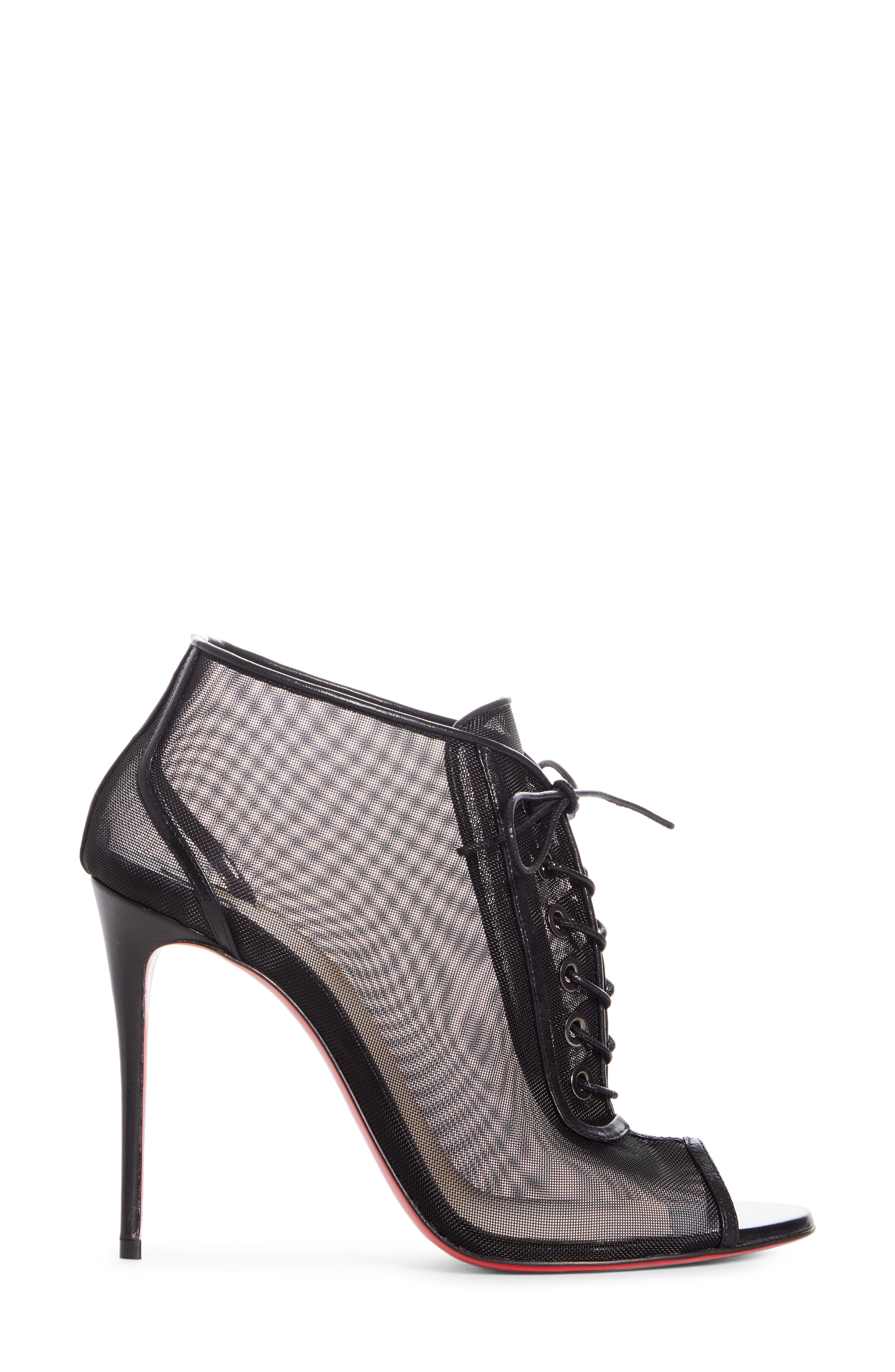 Christian Louboutin Ondessa Mesh Lace Up Peep Toe Bootie, Alternate, color, 