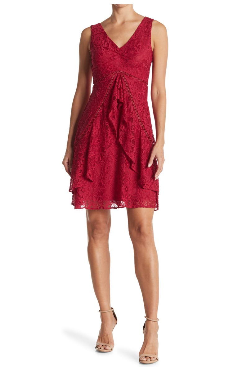 Taylor Dresses A-Line Ruffle Skirt Lace Dress, Main, color, 