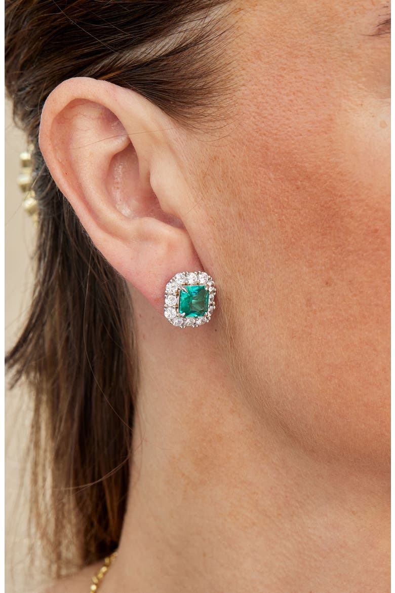 Paraíba Cubic Zirconia Statement Stud Earrings, Alternate, color, WHITE