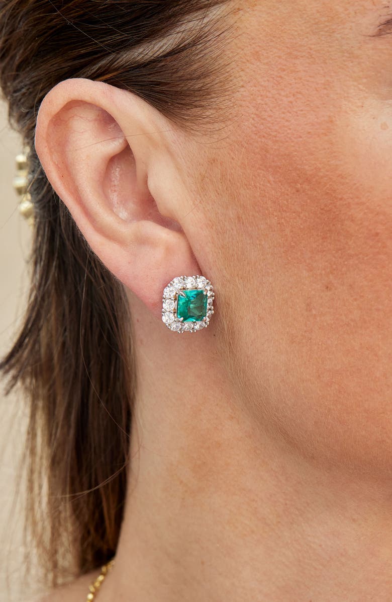 SAVVY CIE JEWELS Paraíba Cubic Zirconia Statement Stud Earrings, Alternate, color, White