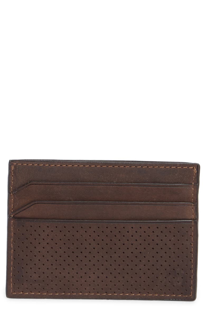 Johnston & Murphy Oil Tanned Leather Weekend Card Case, Main, color, Tan Oiled