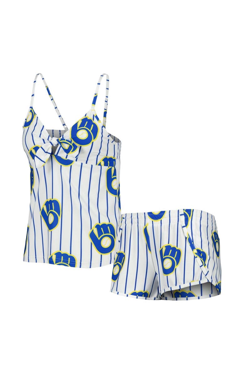 CONCEPTS SPORT Women's Concepts Sport White Milwaukee Brewers Reel Allover Print Tank Top & Shorts Sleep Set, Main, color, White