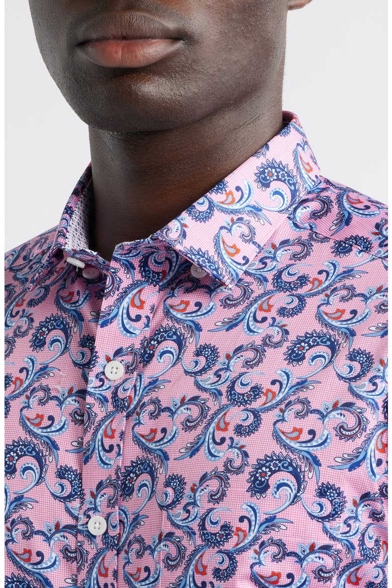 Paisley Print Cotton Button-Up Shirt, Alternate, color, PINK