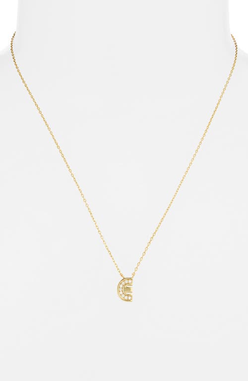 Argento Vivo Sterling Silver Cubic Zirconia Initial Pendant Necklace In Gold