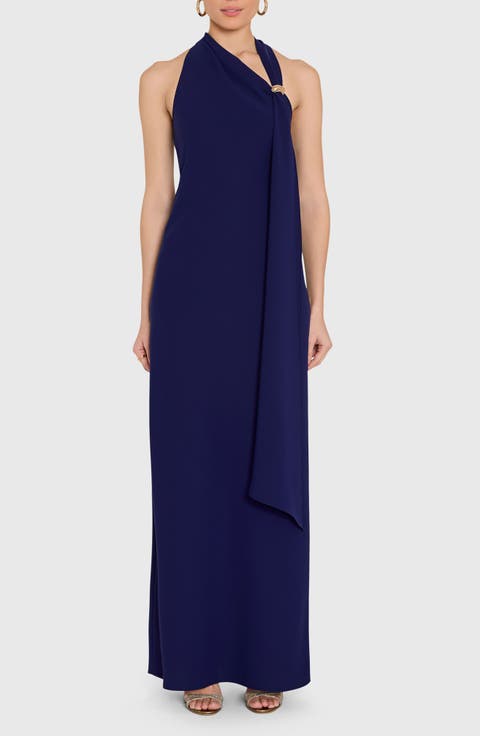 Sonya Asymmetric Drape Sleeveless Gown
