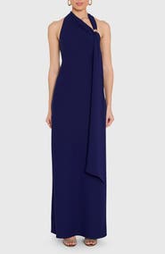 Amanda Uprichard Sonya Asymmetric Drape Sleeveless Gown