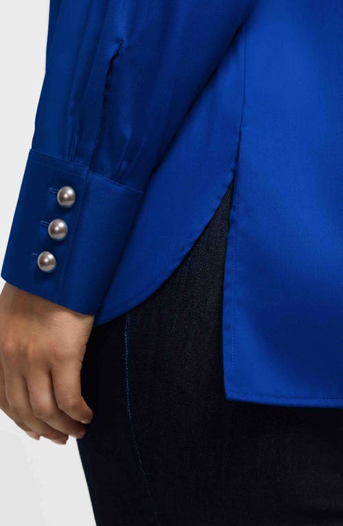 Foxcroft Pearly Bead Button-up Shirt In Blue