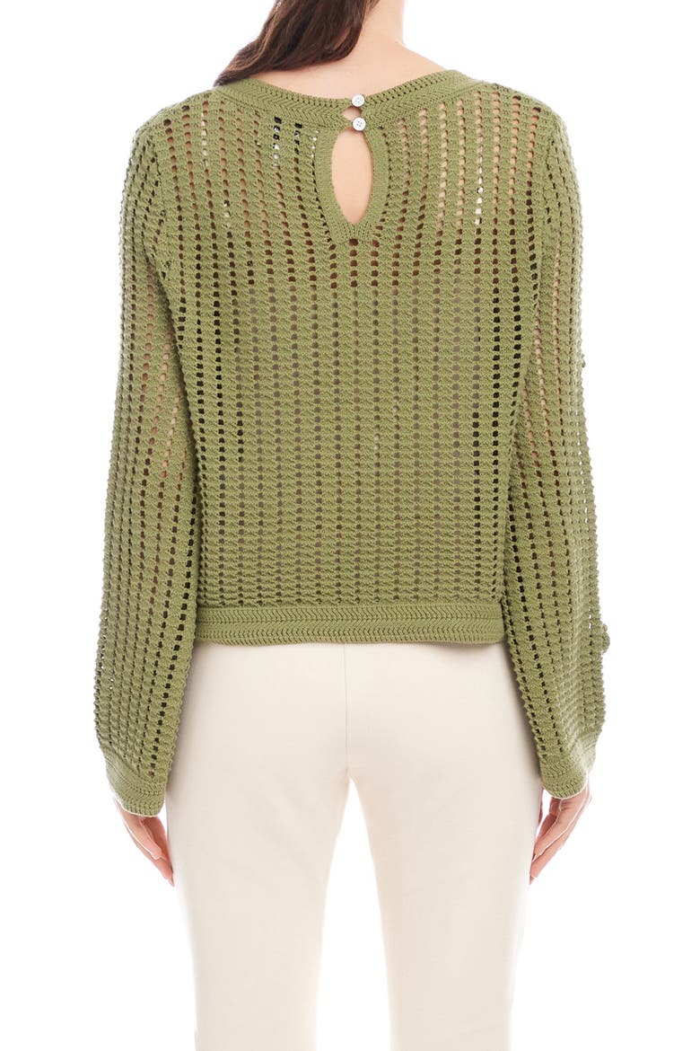 Liv Open Stitch Cotton Blend Sweater, Alternate, color, OLIVE