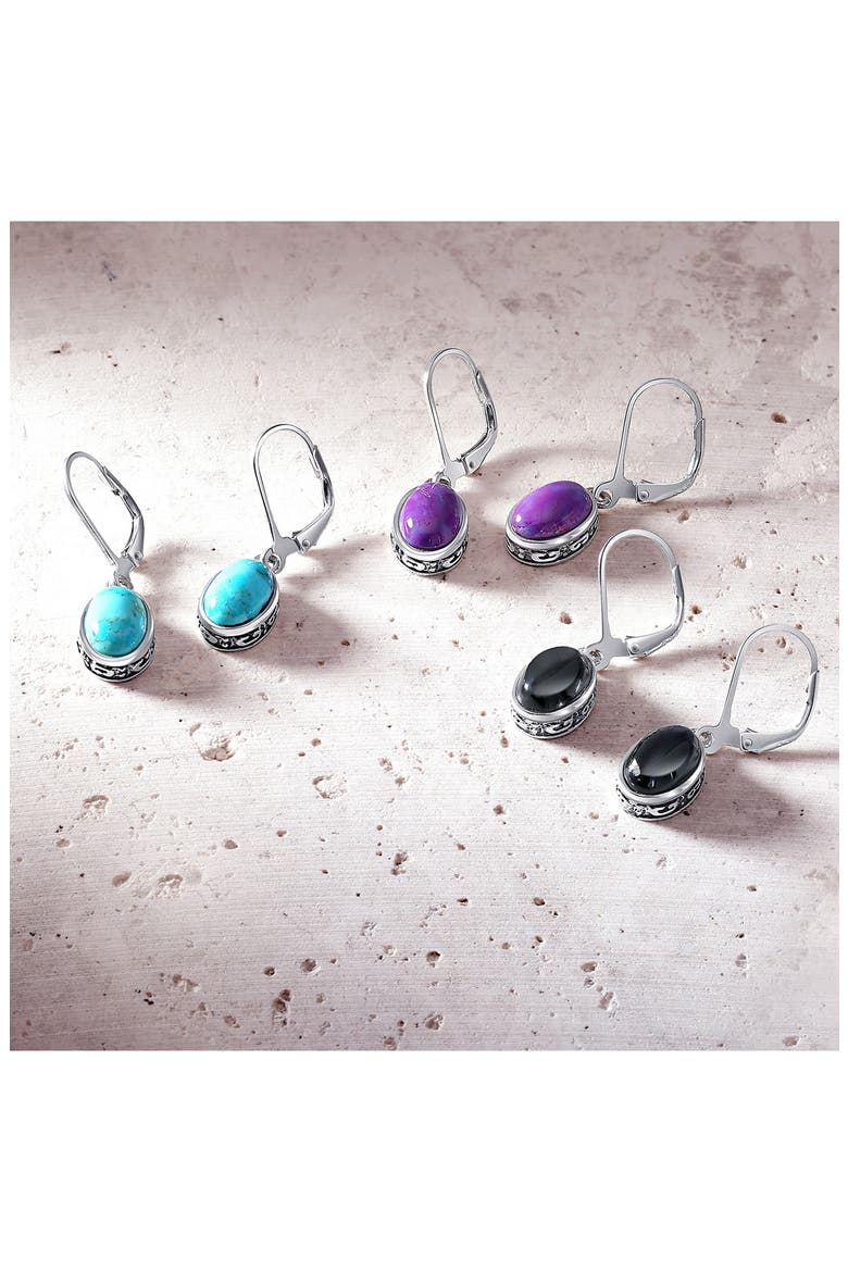 Oval Stone Drop Earrings, Alternate, color, BLUE