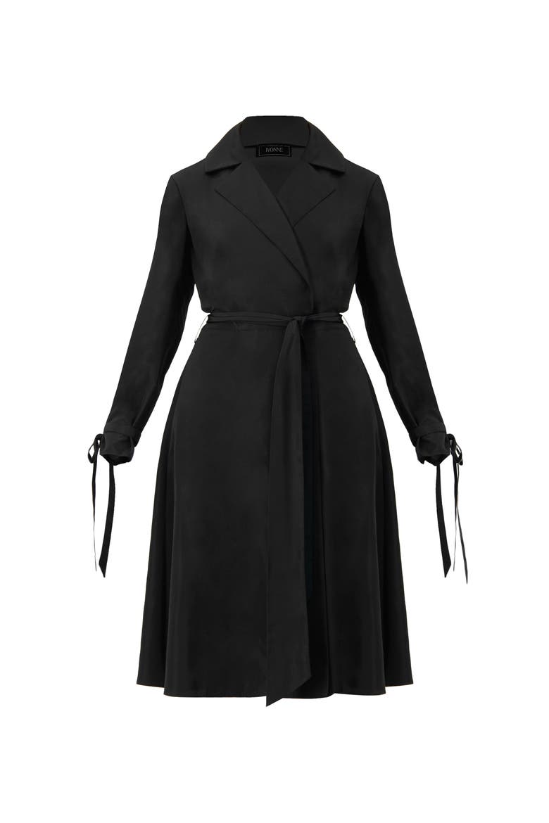 Long Sleeve Wrap Midi Dress, Alternate, color, Black
