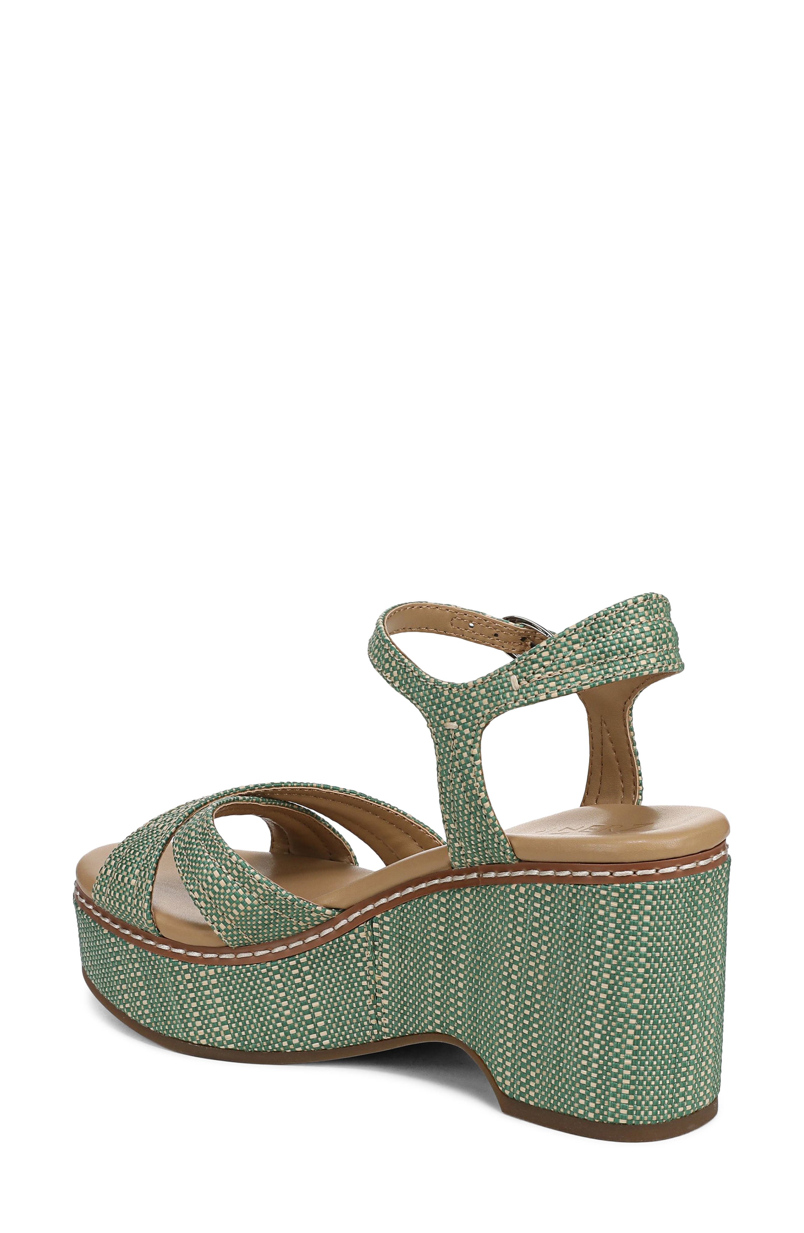 Naturalizer Dovie Raffia Ankle Strap Platform Sandal, Alternate, color, Green Mutli