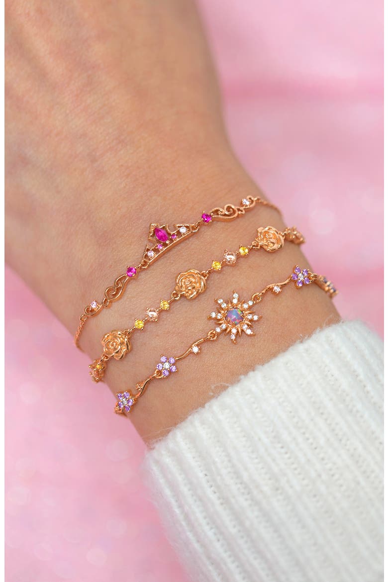 Kids' Disney Aurora Crown Bracelet, Alternate, color, ROSE GOLD
