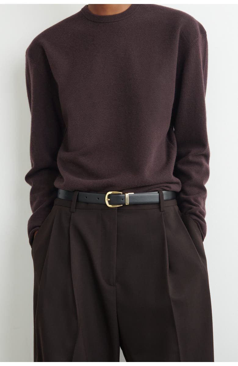 COS Reversible Leather Belt, Main, color, Black / Ecru