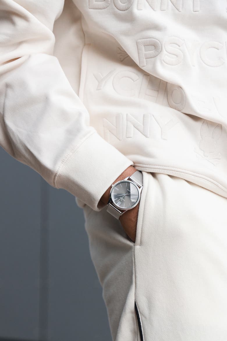 Minimalist Clean Dial Steel Mesh Bracelet Watch - 40MM, Alternate, color, Grey