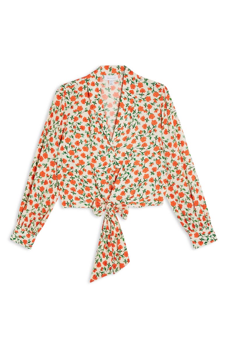 Topshop Floral Knot Front Shirt, Alternate, color,