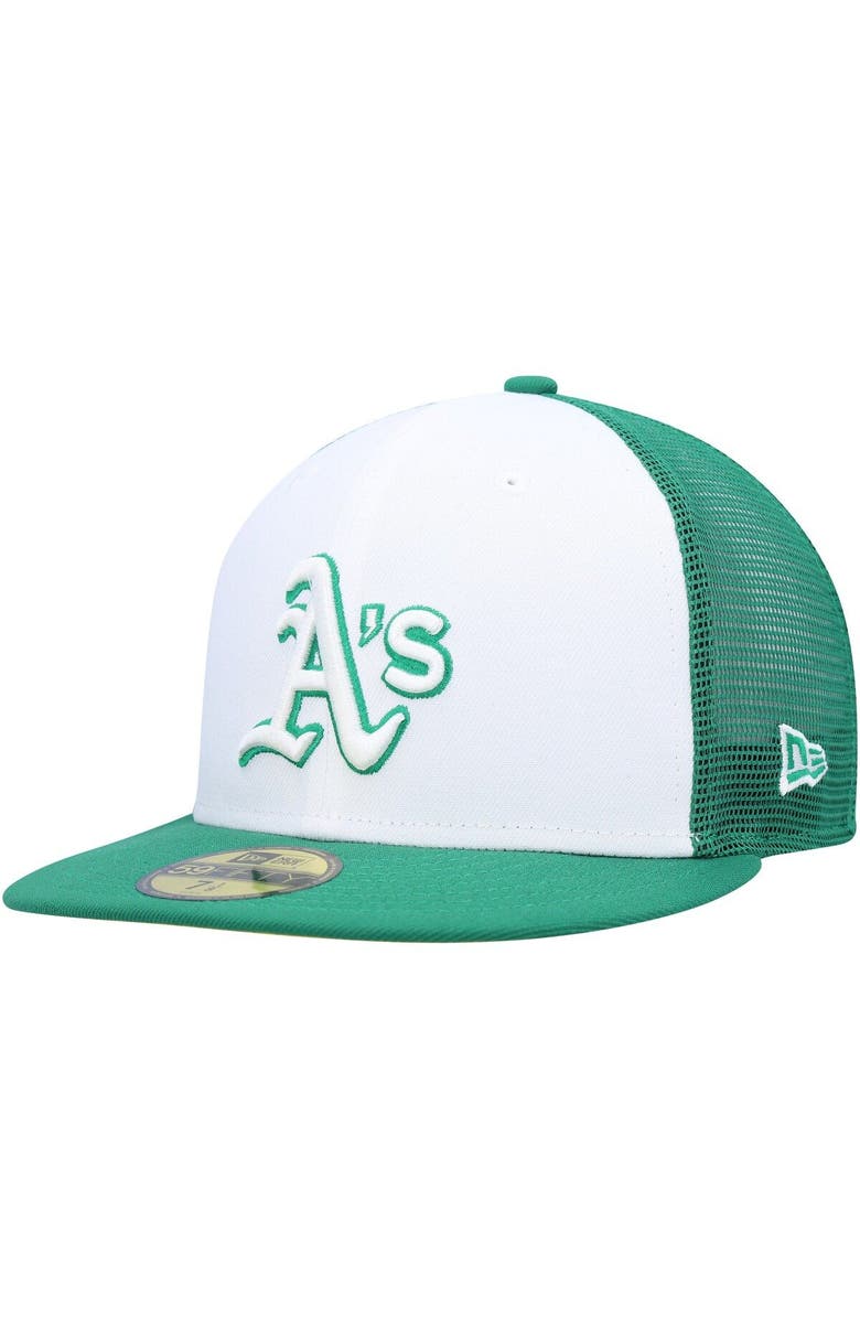 New Era Men's New Era White/Green Oakland Athletics 2023 On-Field Batting Practice 59FIFTY Fitted Hat, Main, color, White