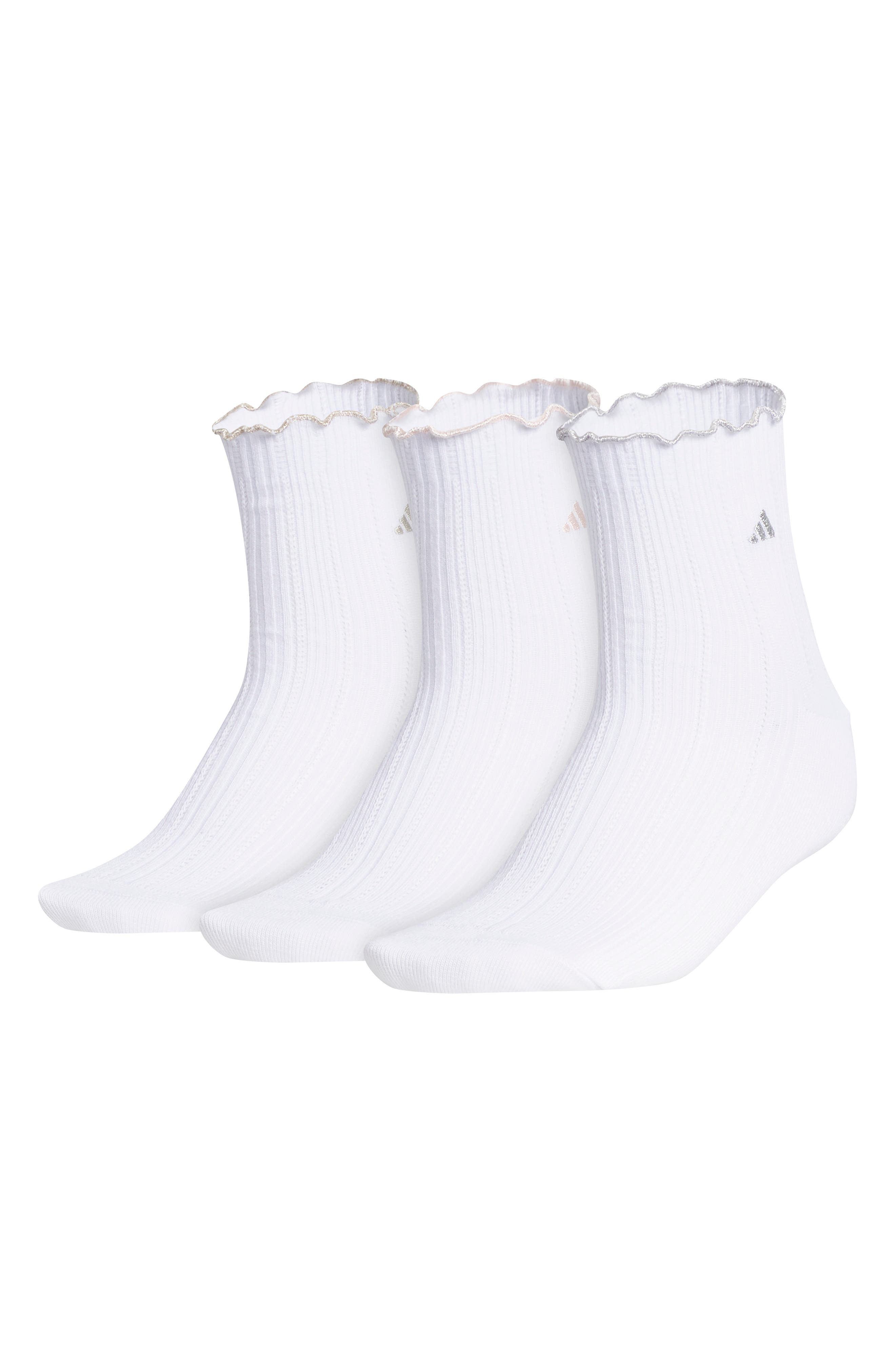 adidas 3-Pack Ruffle Crew Socks