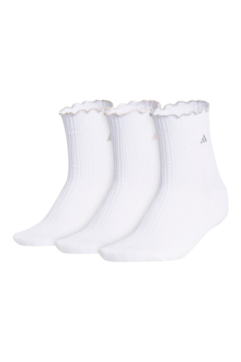 3-Pack Ruffle Crew Socks, Main, color, WHITE