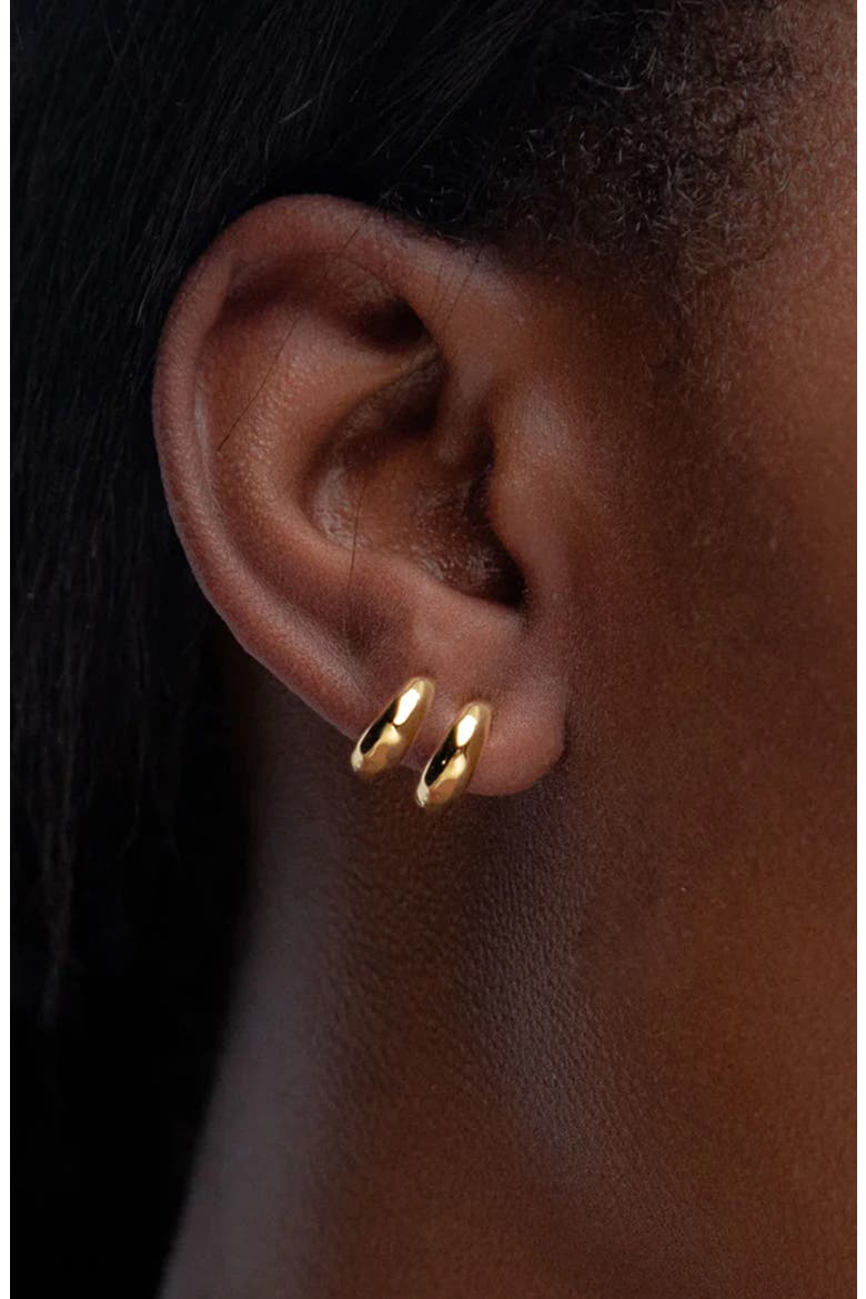 Aalto Mini Hammered Hoop Earrings, Alternate, color, Gold