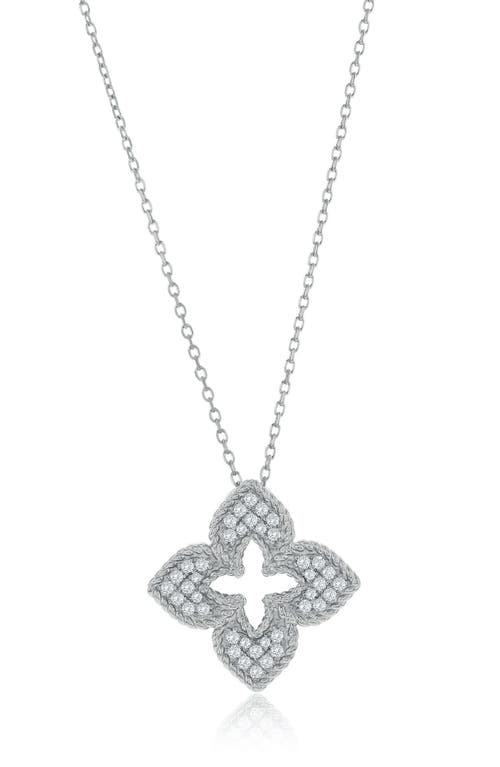 Suzy Levian Pavé Cubic Zirconia Clover Pendant Necklace