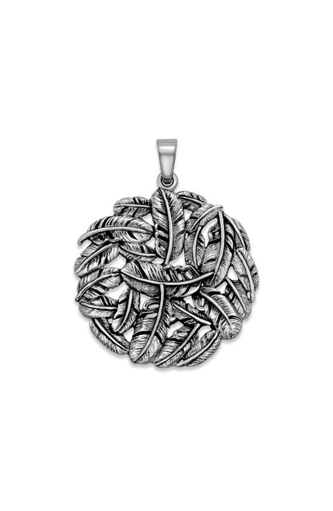 Feather Round Pendant