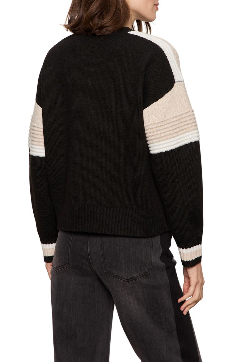 Sporty Stripe Crewneck Sweater, Alternate, color, BLACK/ MULTI