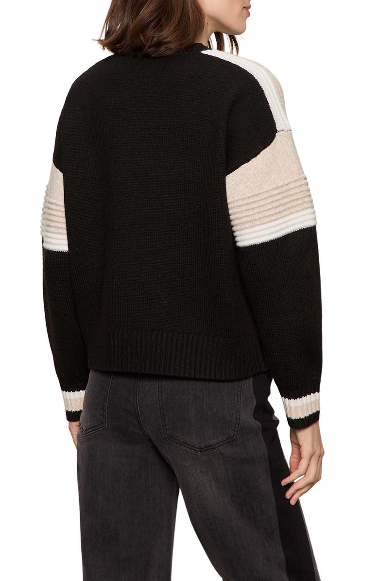 Sanctuary Sporty Stripe Crewneck Sweater, Alternate, color, Black/ Multi