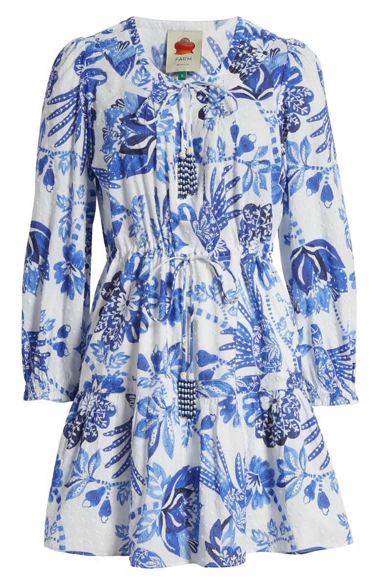 FARM Rio Flowerful Birds Print Long Sleeve Cotton Minidress, Alternate, color, 