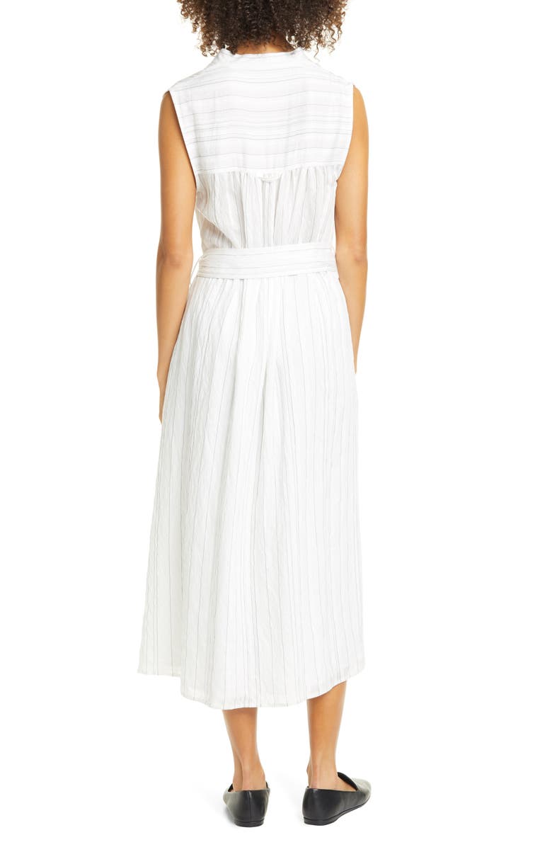 Vince Stripe Drapey Sleeveless Shirtdress, Alternate, color, 