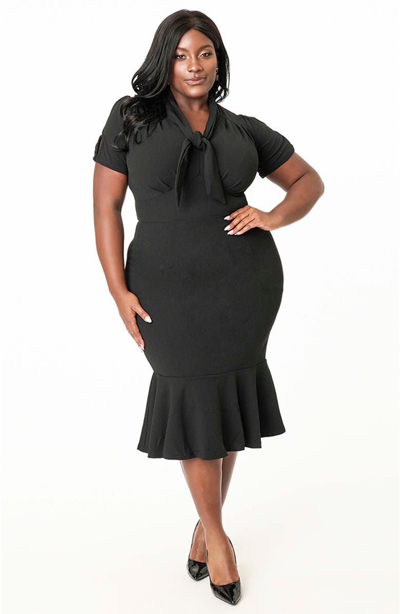 Unique Vintage Plus Size Knit Holloway Peplum Wiggle Dress, Main, color, 