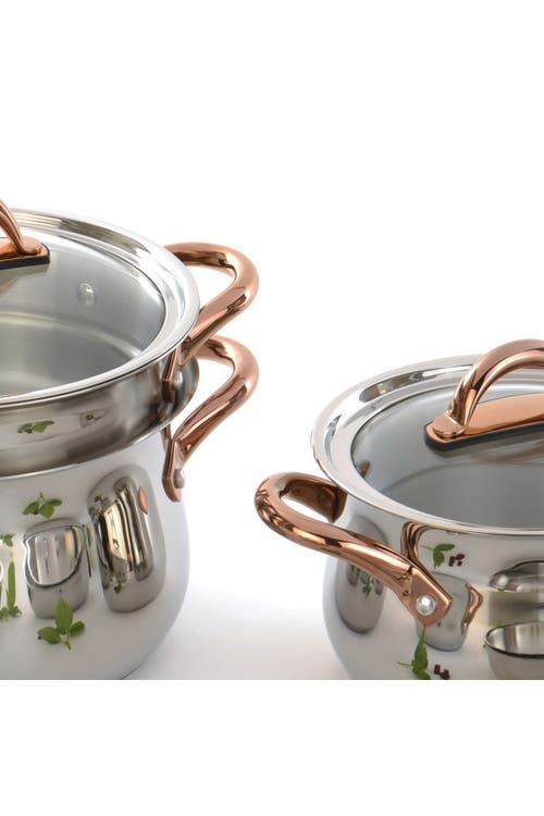 Berghoff Ouro 11-piece Cookware Set In Silver/rose Gold Handles