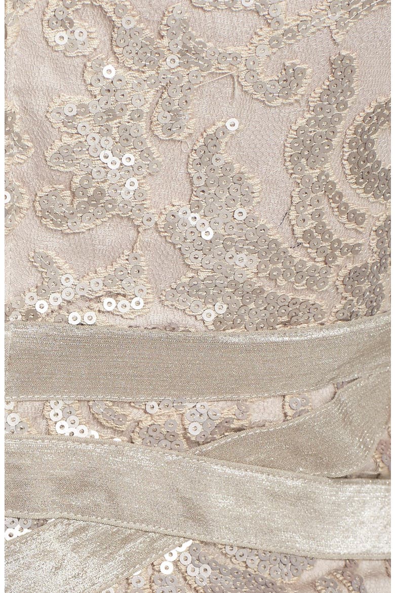 Sequin Lace Sheath Dress, Alternate, color, SAND