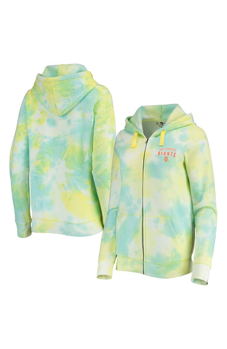 New Era Women's New Era White San Francisco Giants Tie-Dye Full-Zip Hoodie, Alternate, color, White