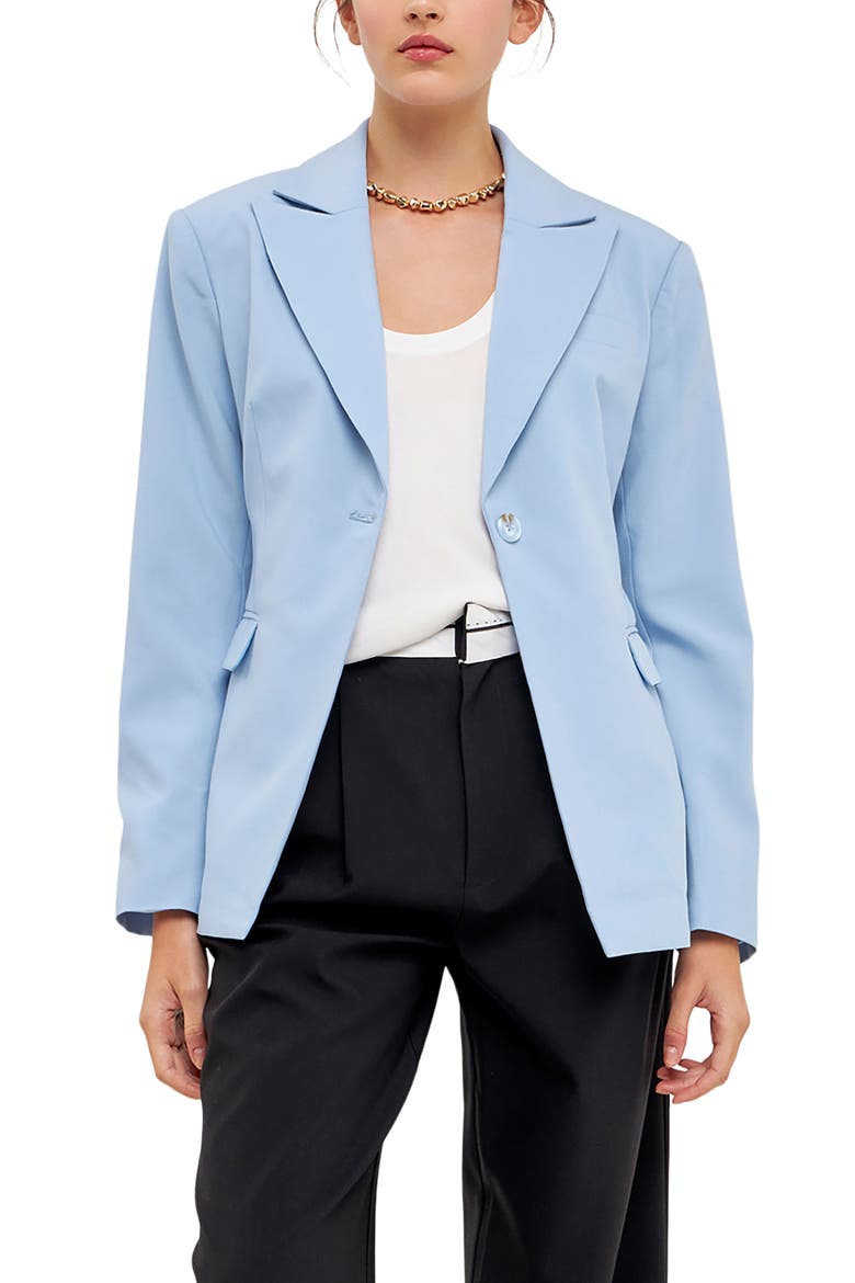 One-Button Blazer, Alternate, color, LIGHT BLUE