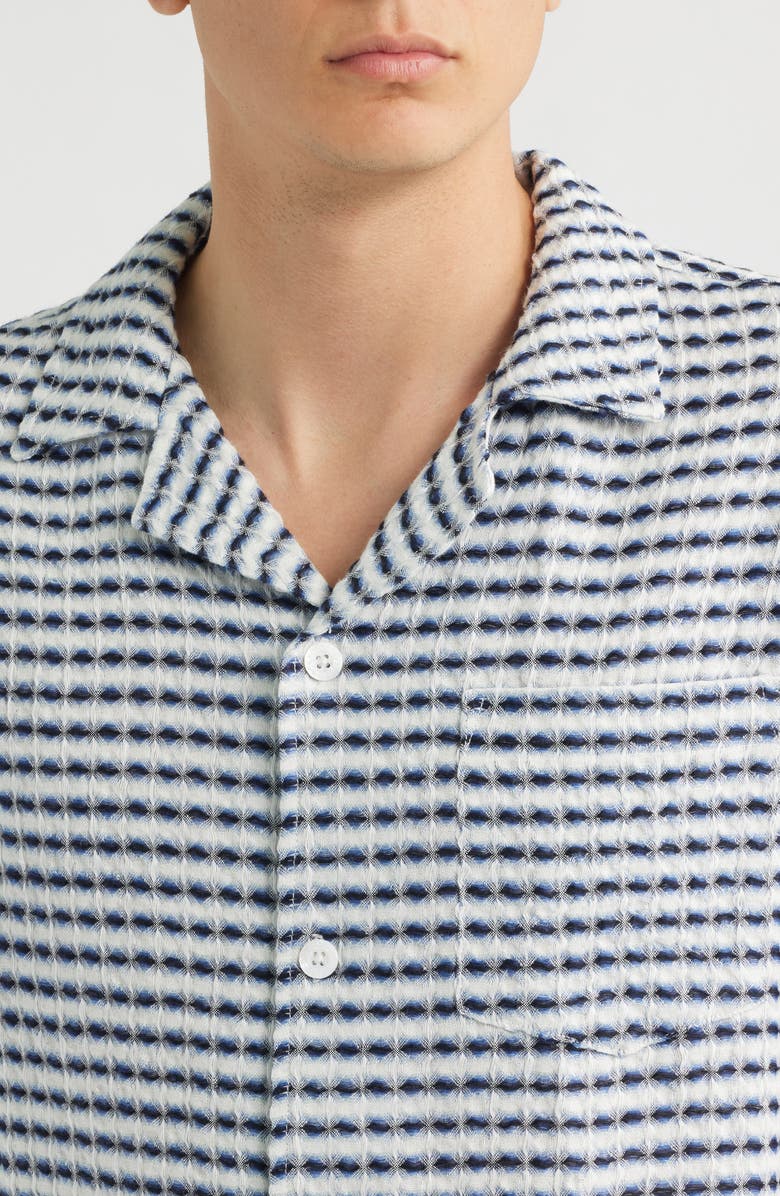 CHÉ Riita Waffle Linen Camp Shirt, Alternate, color, Blue