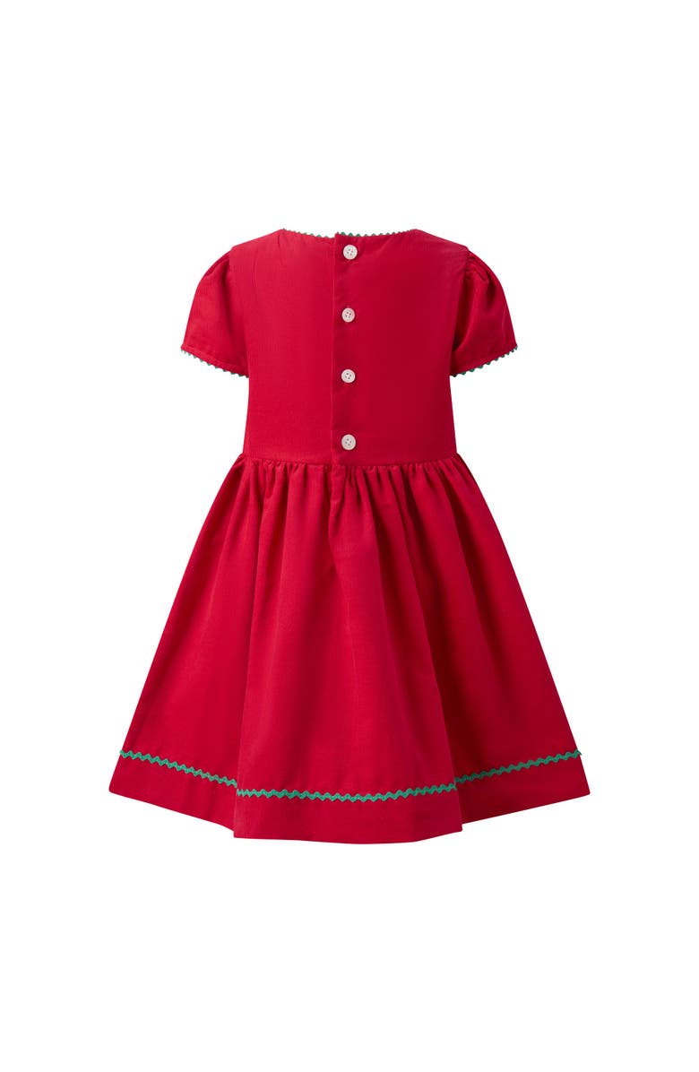 Rachel Riley Tartan Bow Embroidered Dress, Alternate, color, Red