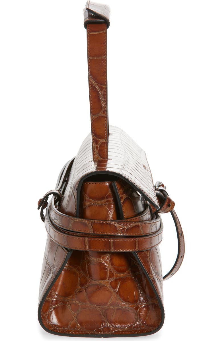 Moschino Tie Me Croc Embossed Leather East/West Shoulder Bag, Alternate, color, 210 Hide