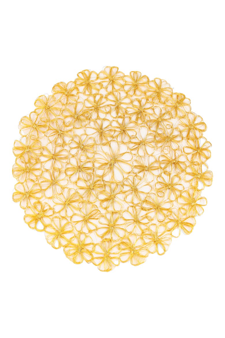 Petal Cluster Lace Metal Placemat, Main, color, GOLD