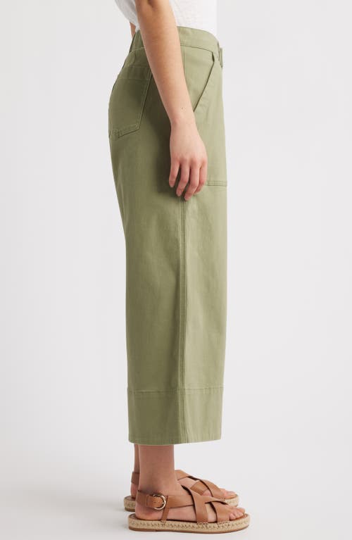 Caslonr Caslon(r) Wide Leg Crop Twill Pants In Olive Acorn