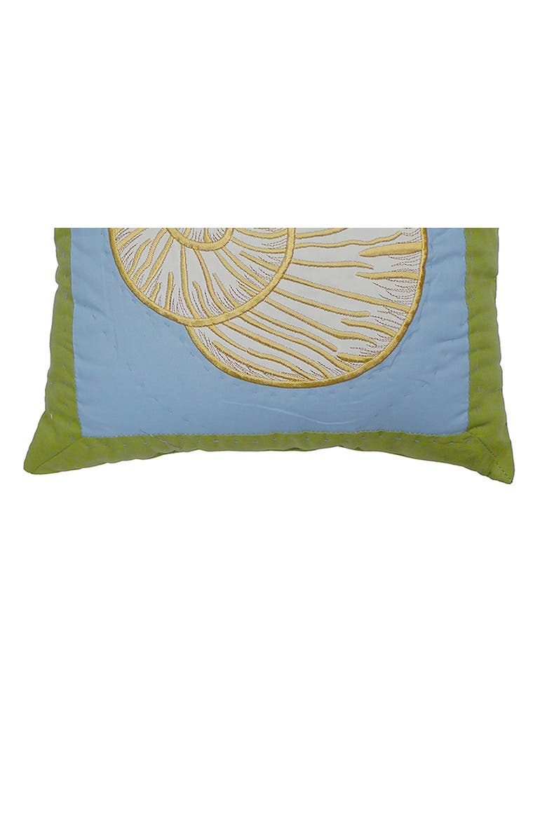 Shell Treasure Needlepoint Mini Accent Pillow 14" x 14", Alternate, color, Green