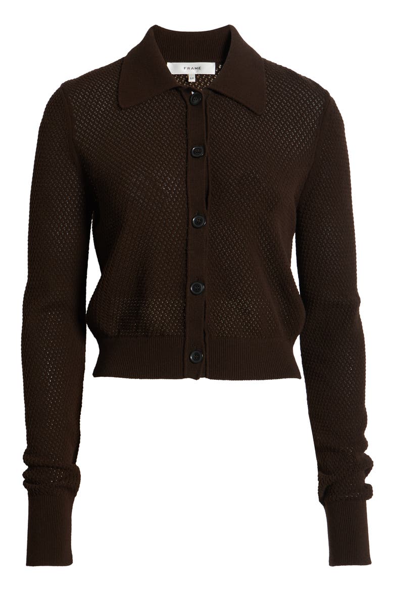 The Shrunken Lace Knit Cardigan, Alternate, color, CHOCOLATE BROWN
