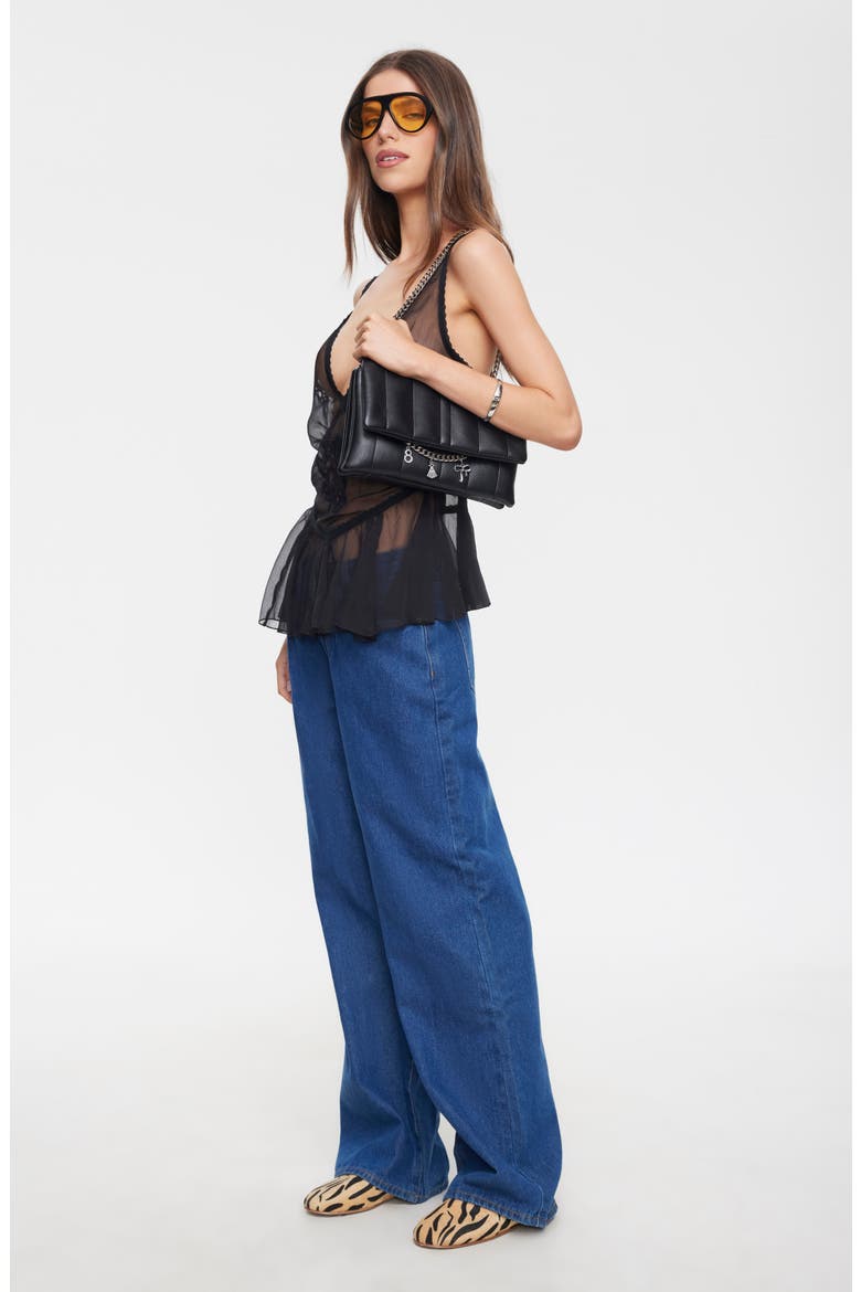 Sheer Luck Peplum Camisole, Alternate, color, NOIR