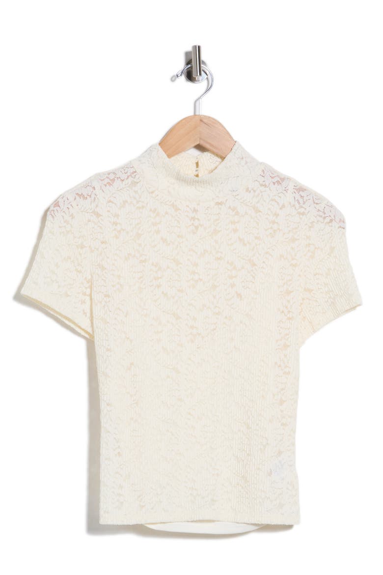 June Short Sleeve Lace Top, Main, color, ANTIQUE WHITE