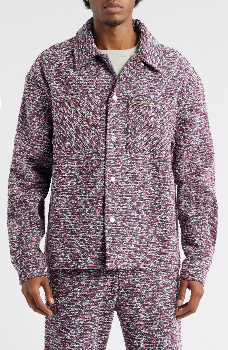 DIET STARTS MONDAY Tweed Snap-Up Jacket, Alternate, color, Pink Multi