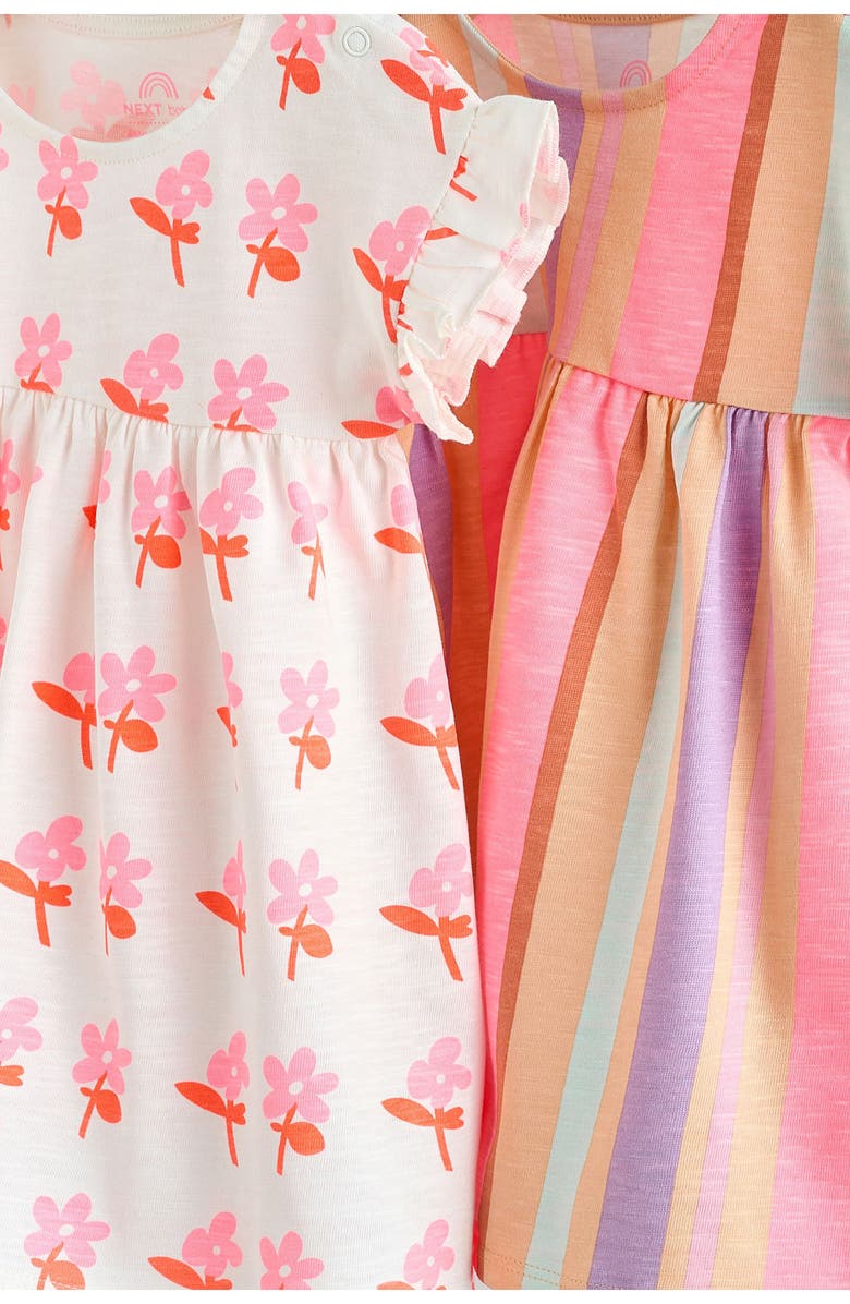 NEXT Kids' Assorted 2-Pack Cotton Jersey Dresses, Alternate, color, White Multi