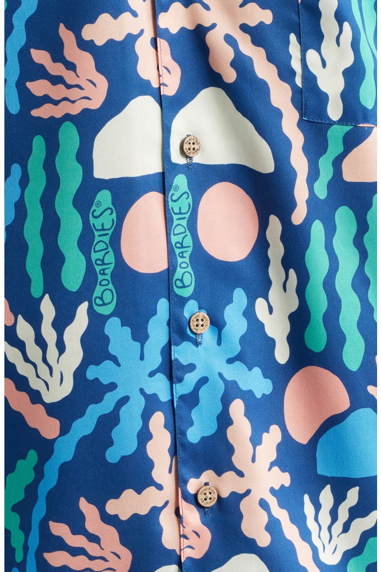 Print Short Sleeve Button-Up Camp Shirt, Alternate, color, BLUE MULTI