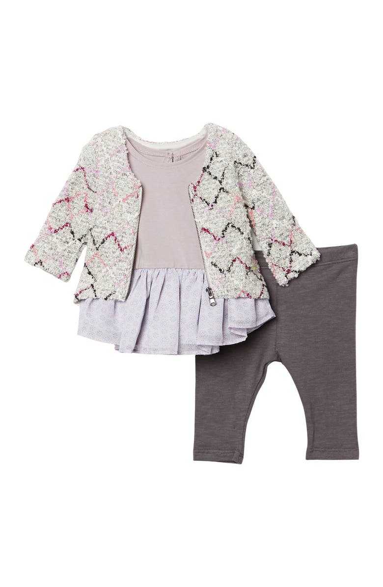 Pippa & Julie 3-Piece Printed Sweater, Top, & Leggings Set, Main, color,