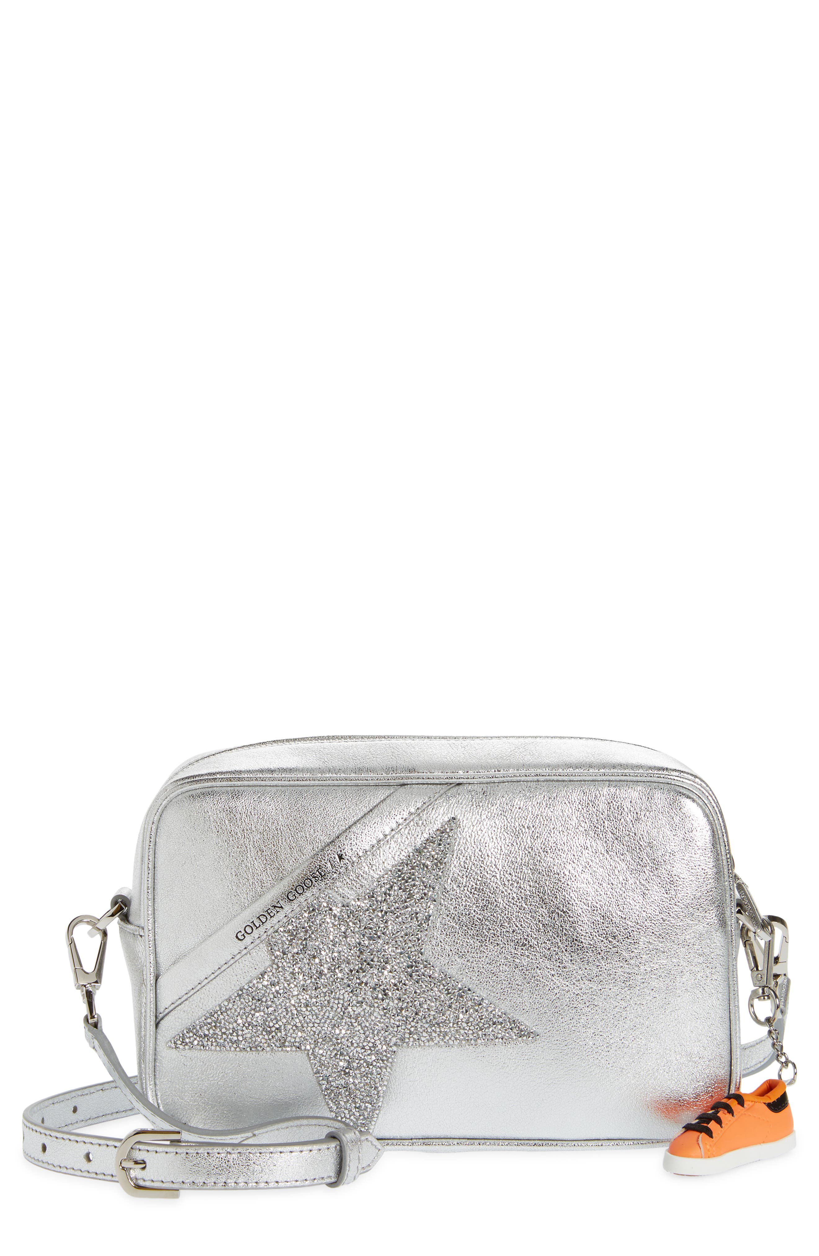 Golden Goose Star Metallic Leather Crossbody Camera Bag, Main, color, 